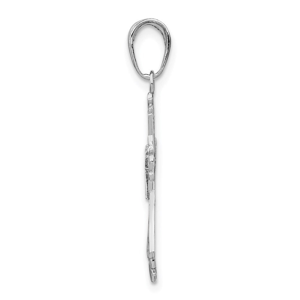 14k White Gold Filigree Cross Charm