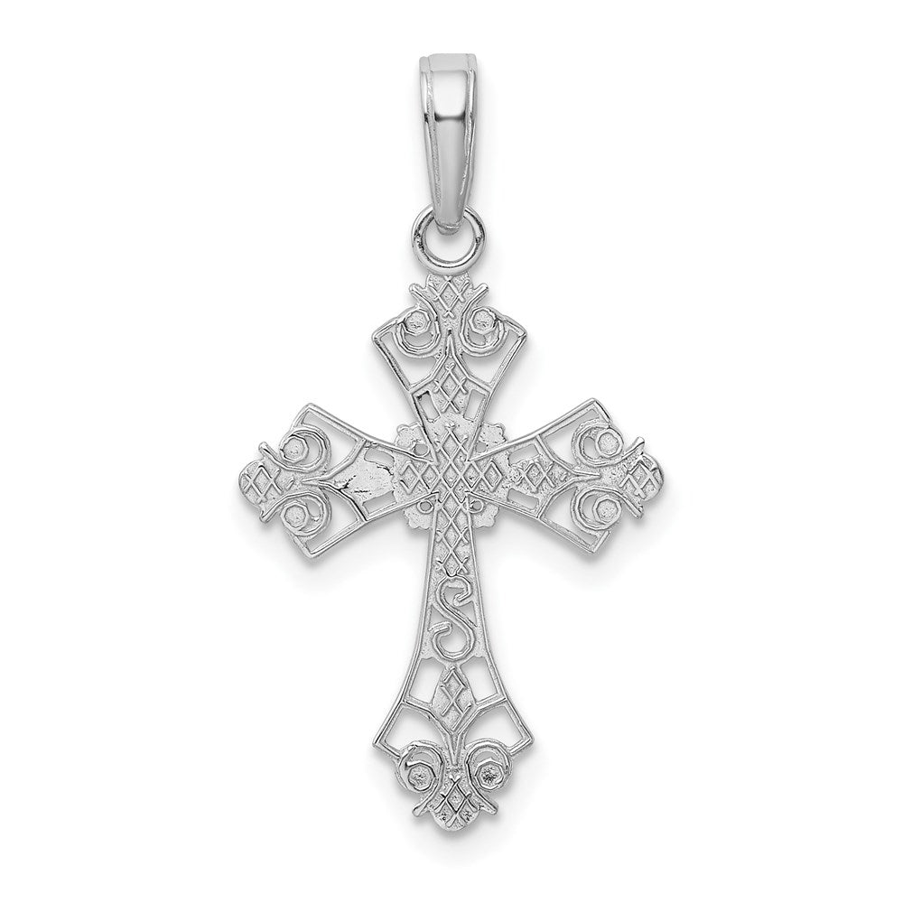 14k White Gold Filigree Cross Charm