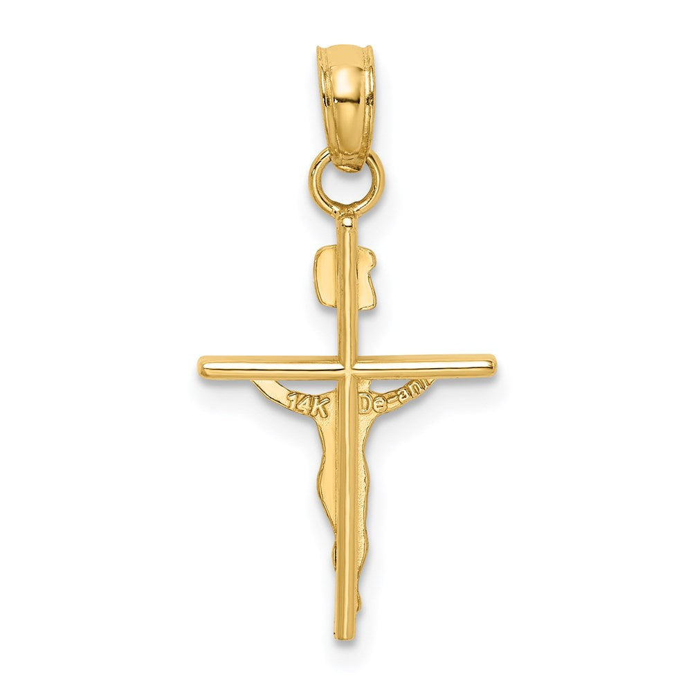 14k Two-tone INRI Crucifix Pendant