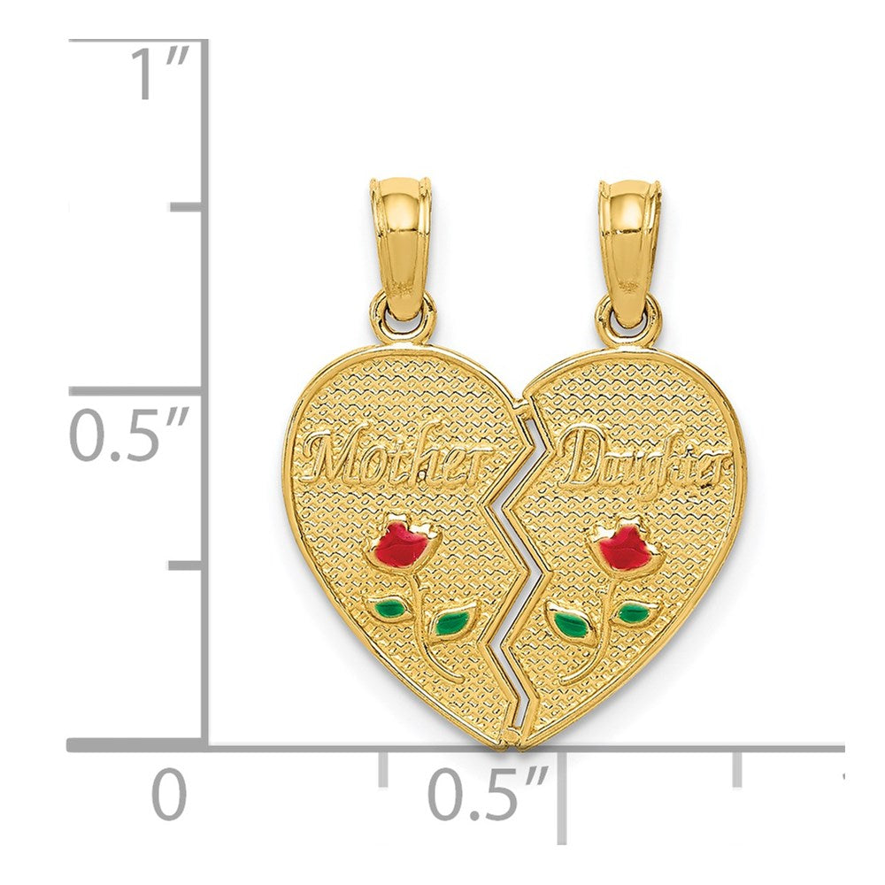 14k Enameled MOTHER - DAUGHTER Break-apart Pendant
