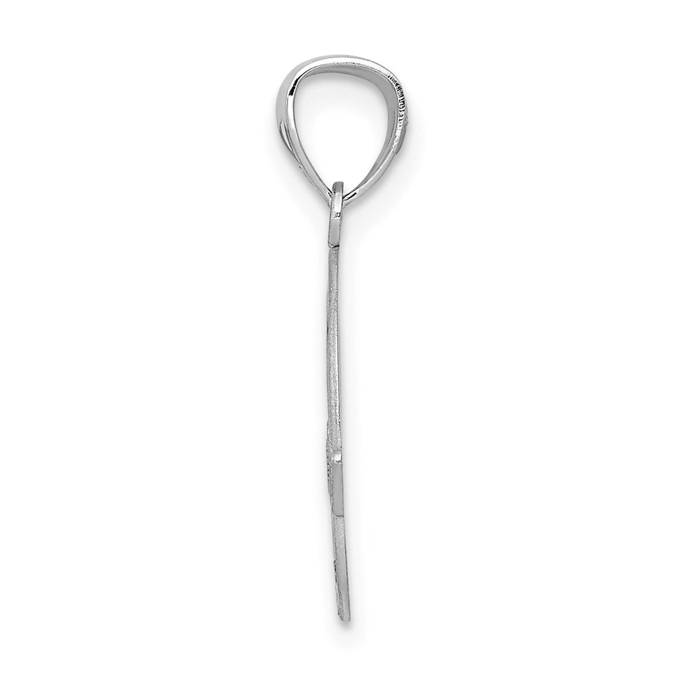 14k White Gold Solid D/C Claddagh Pendant