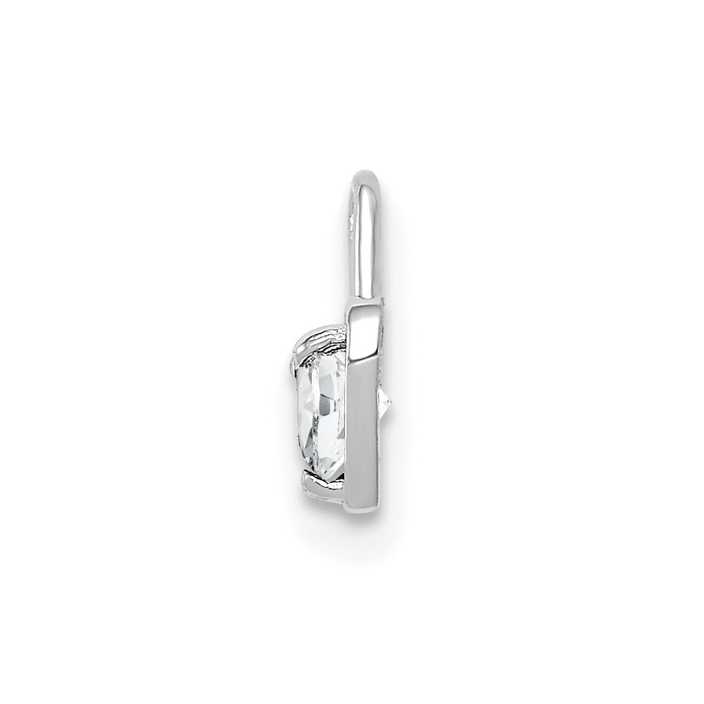 14k White Gold April Synthetic Birthstone Heart Charm