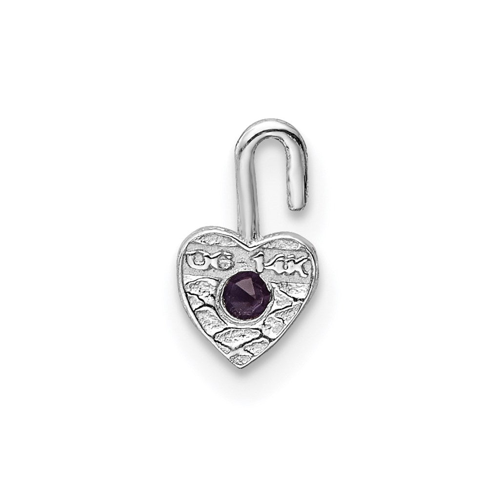 14k White Gold June Synthetic Birthstone Heart Charm