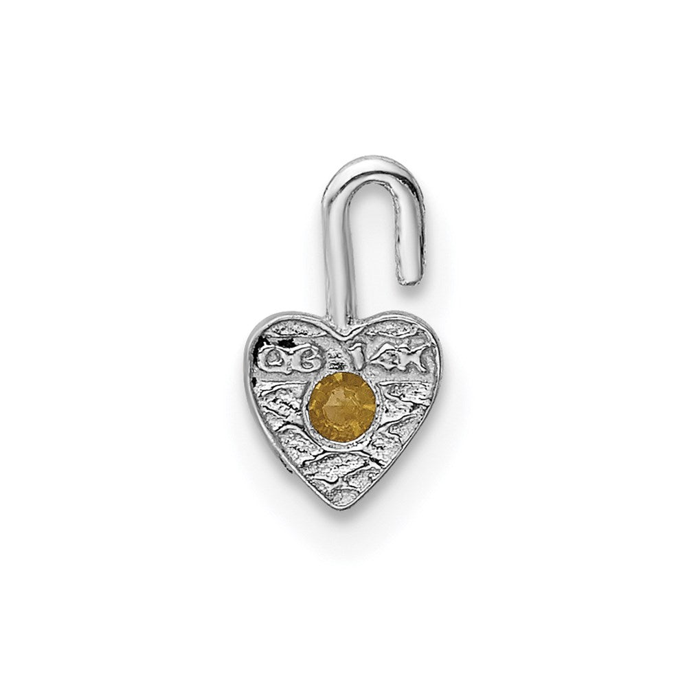 14k White Gold November Synthetic Birthstone Heart Charm
