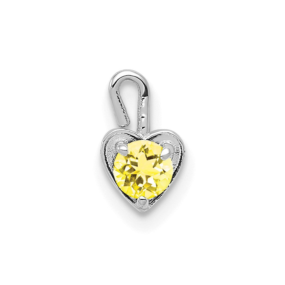 14k White Gold November Synthetic Birthstone Heart Charm