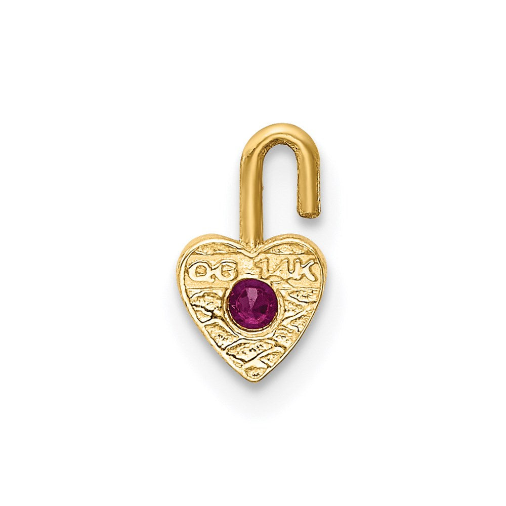 14ky July Synthetic Birthstone Heart Charm