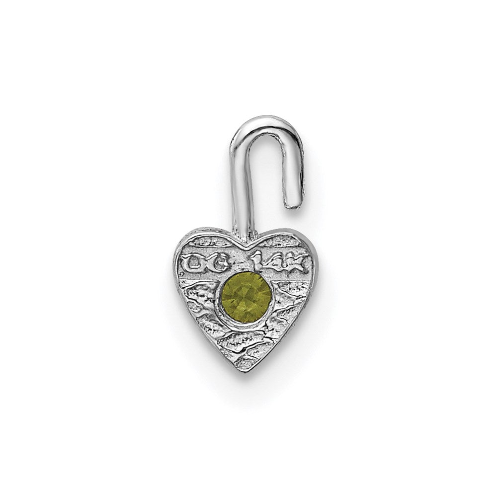 14k White Gold August Synthetic Birthstone Heart Charm