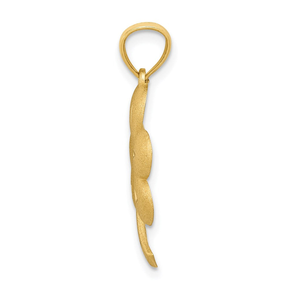 14k Brushed Diamond-cut Shamrock Pendant