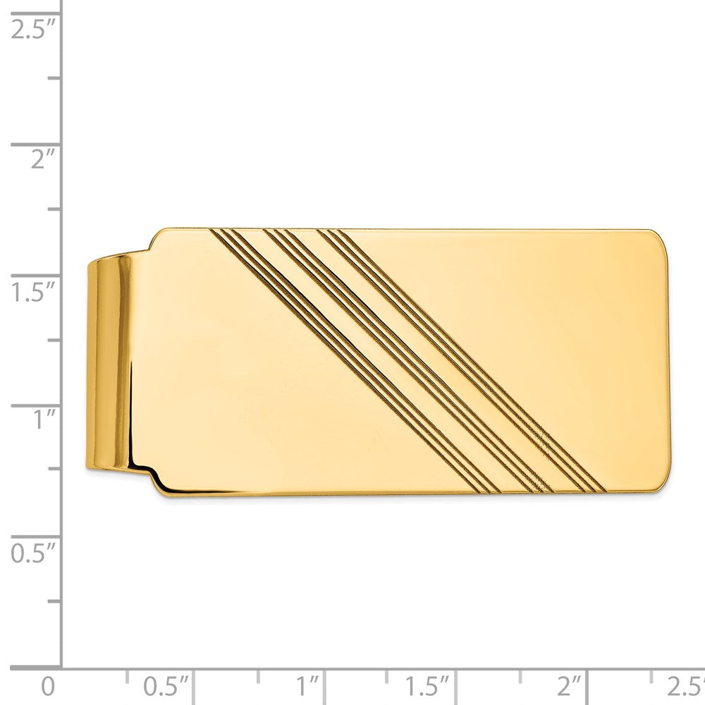 14k Men's Grooved Polished Money Clip