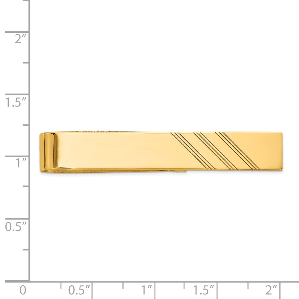 14k Men's Grooved Engravable Tie Bar