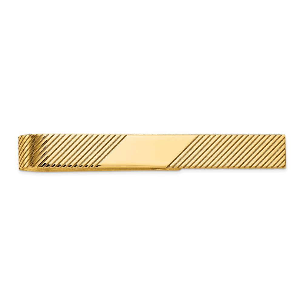 14k Men's Grooved Engravable Tie Bar