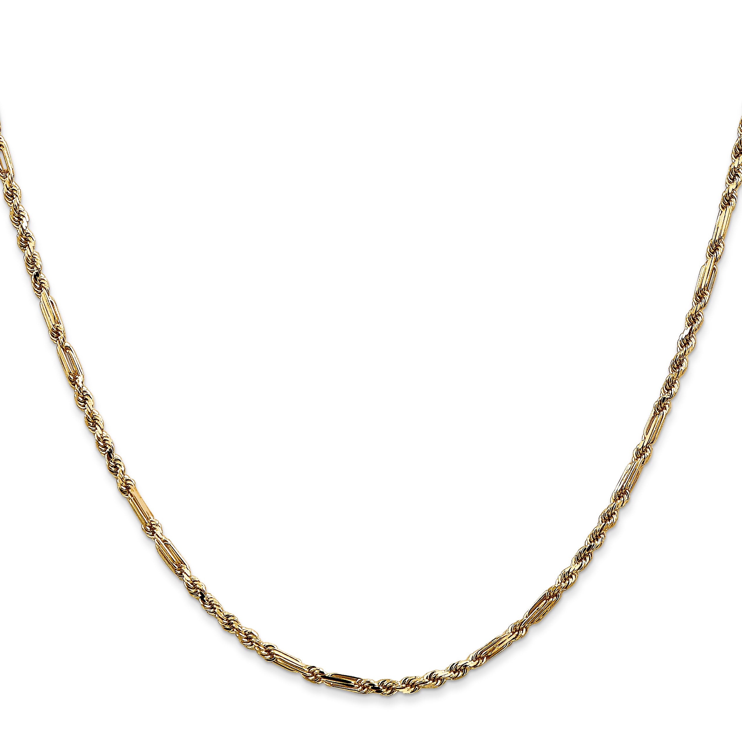 14K 20 Inch  2.25Mm Diamond-Cut Milano Rope With Lobster Clasp Chain