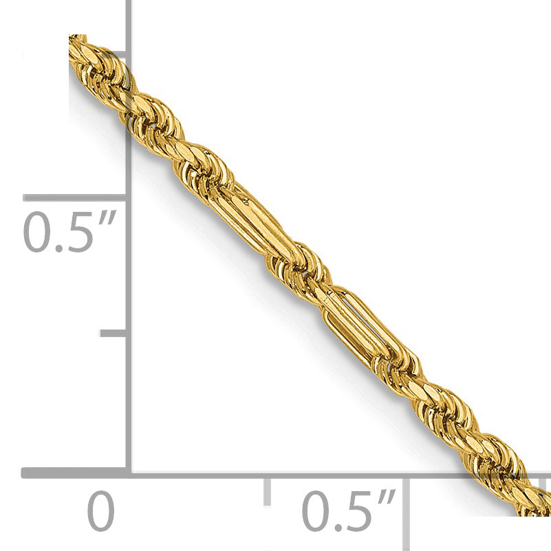 14K 24 Inch  2.25Mm Diamond-Cut Milano Rope With Lobster Clasp Chain