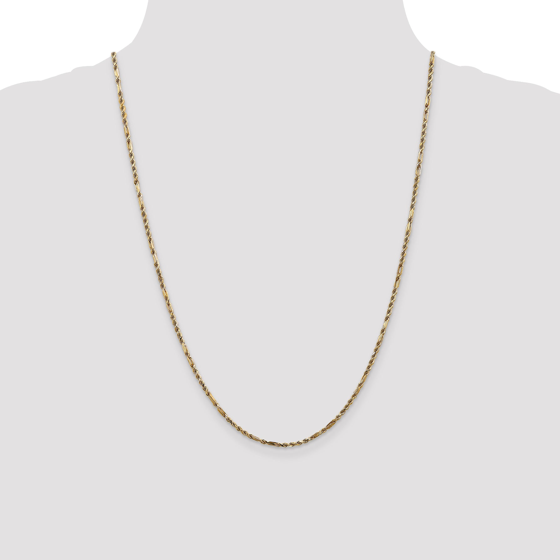 14K 24 Inch  2.25Mm Diamond-Cut Milano Rope With Lobster Clasp Chain