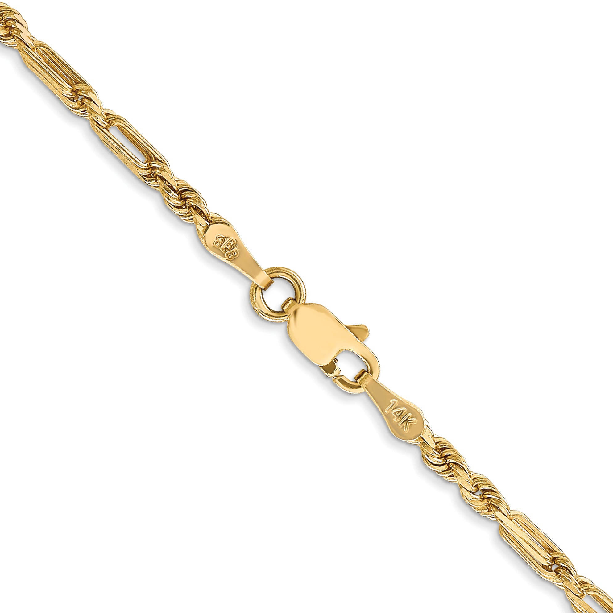 14K 20 Inch  2.5Mm Diamond-Cut Milano Rope With Lobster Clasp Chain