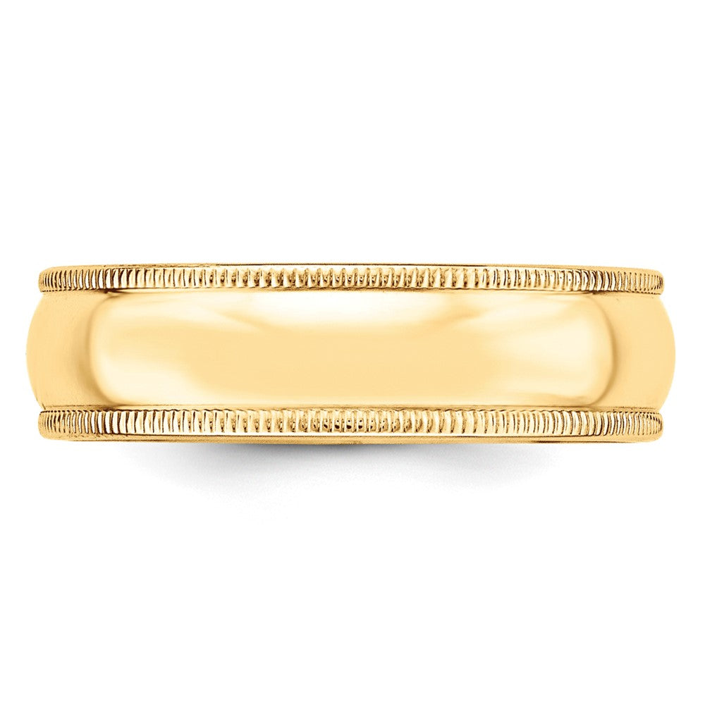 14k Yellow Gold 6mm Lightweight Milgrain Half Round Wedding Band Size 5