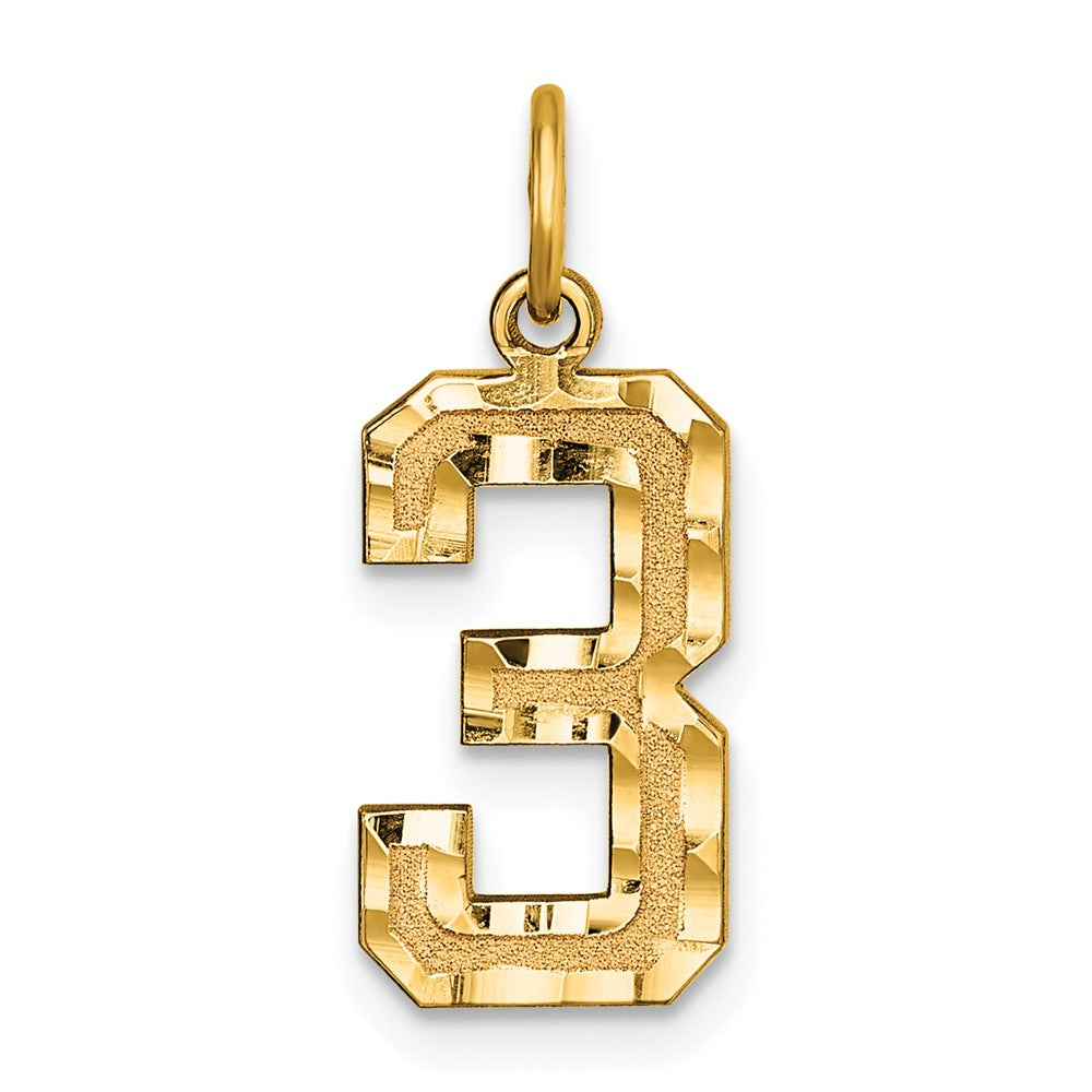14k Medium Diamond-cut Number 3 Charm