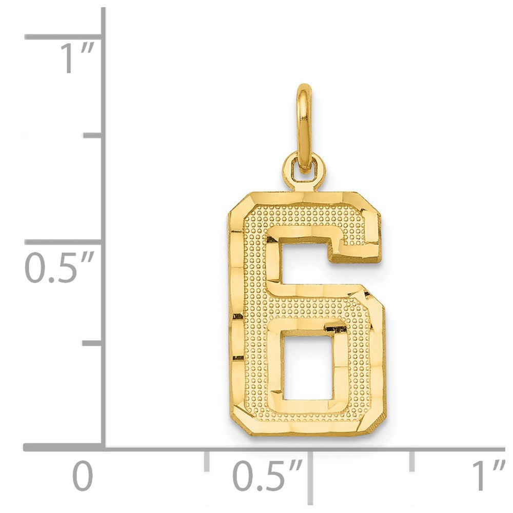 14k Medium Diamond-cut Number 6 Charm