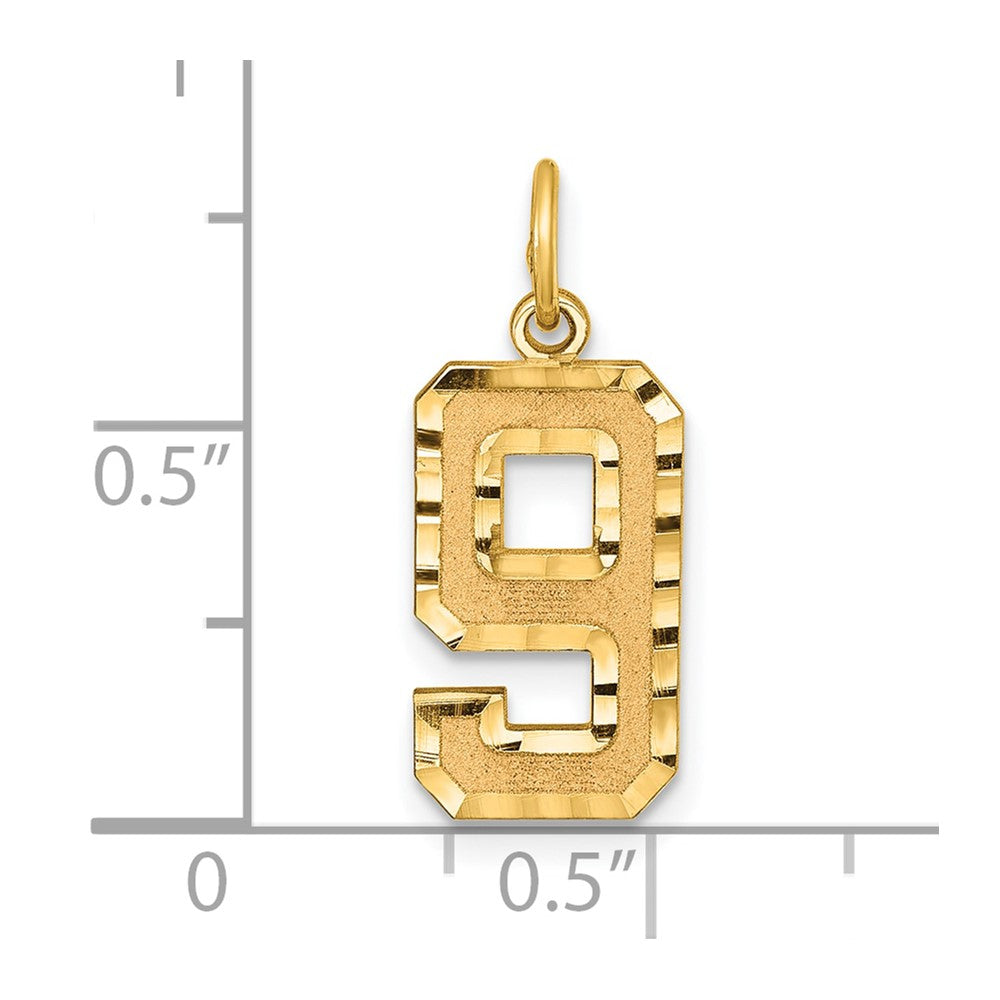 14k Medium Diamond-cut Number 9 Charm