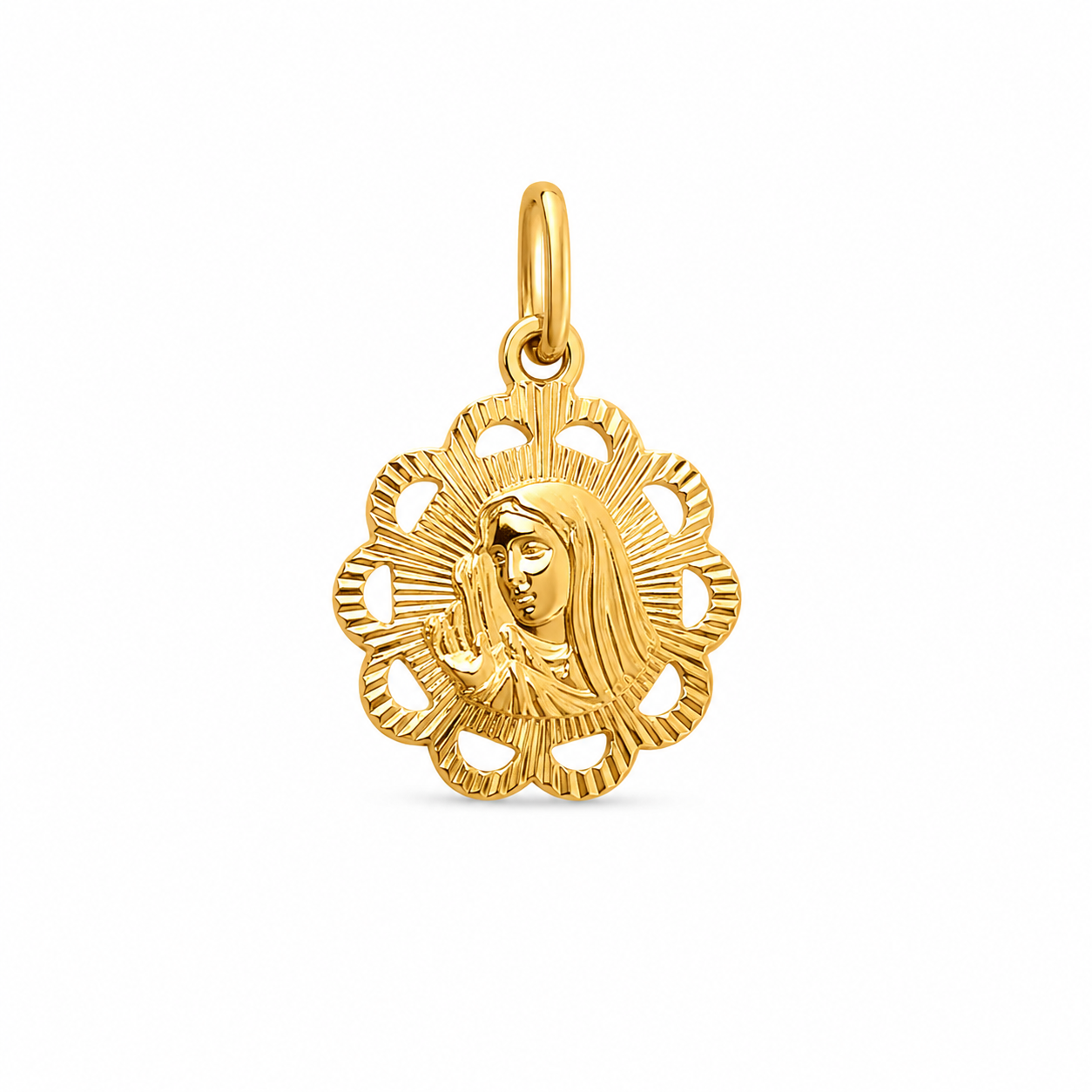 18KT Double Sided Jesus Mary Yellow Gold Pendant [A1B6]