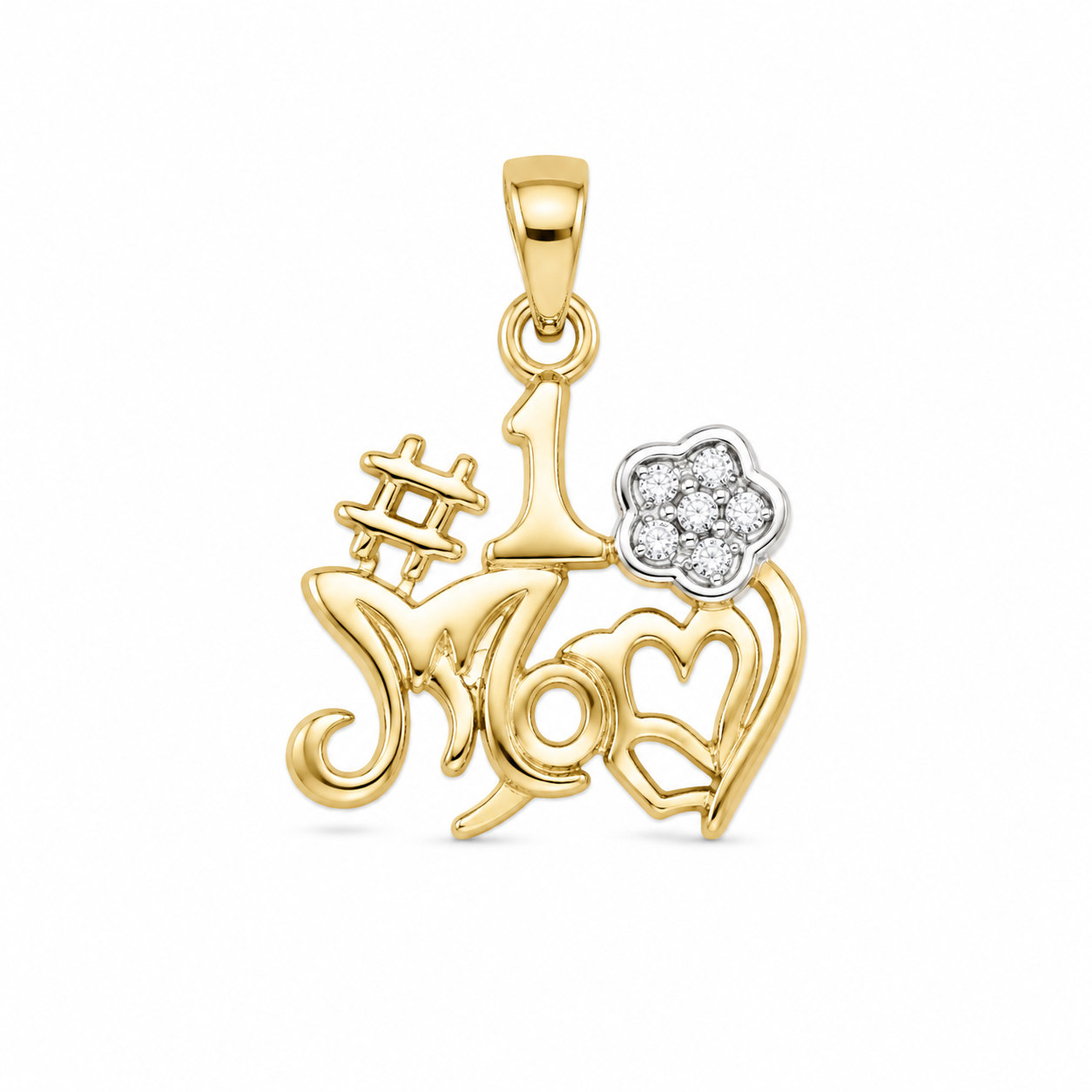 10KT #1 MOM Yellow Gold Pendant [A0B9]
