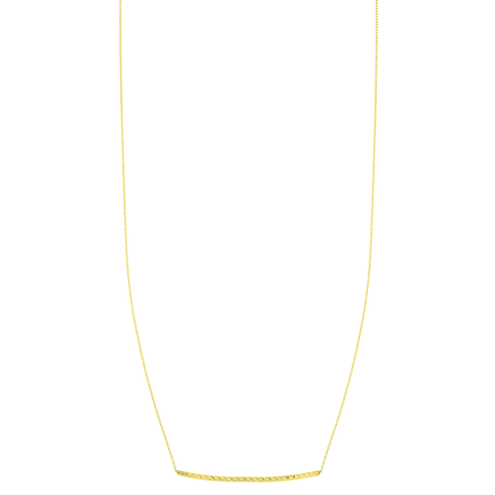 14K Yellow Gold 17" Diamond Cut Thin Bar Necklace