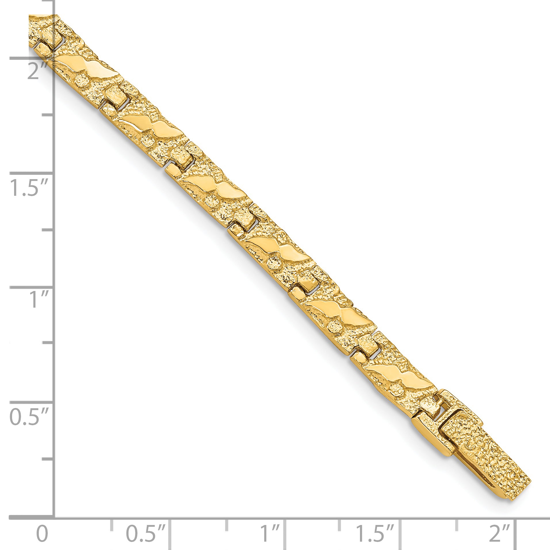 14k Polished and Textured 5.5mm 7 inch Nugget Bracelet