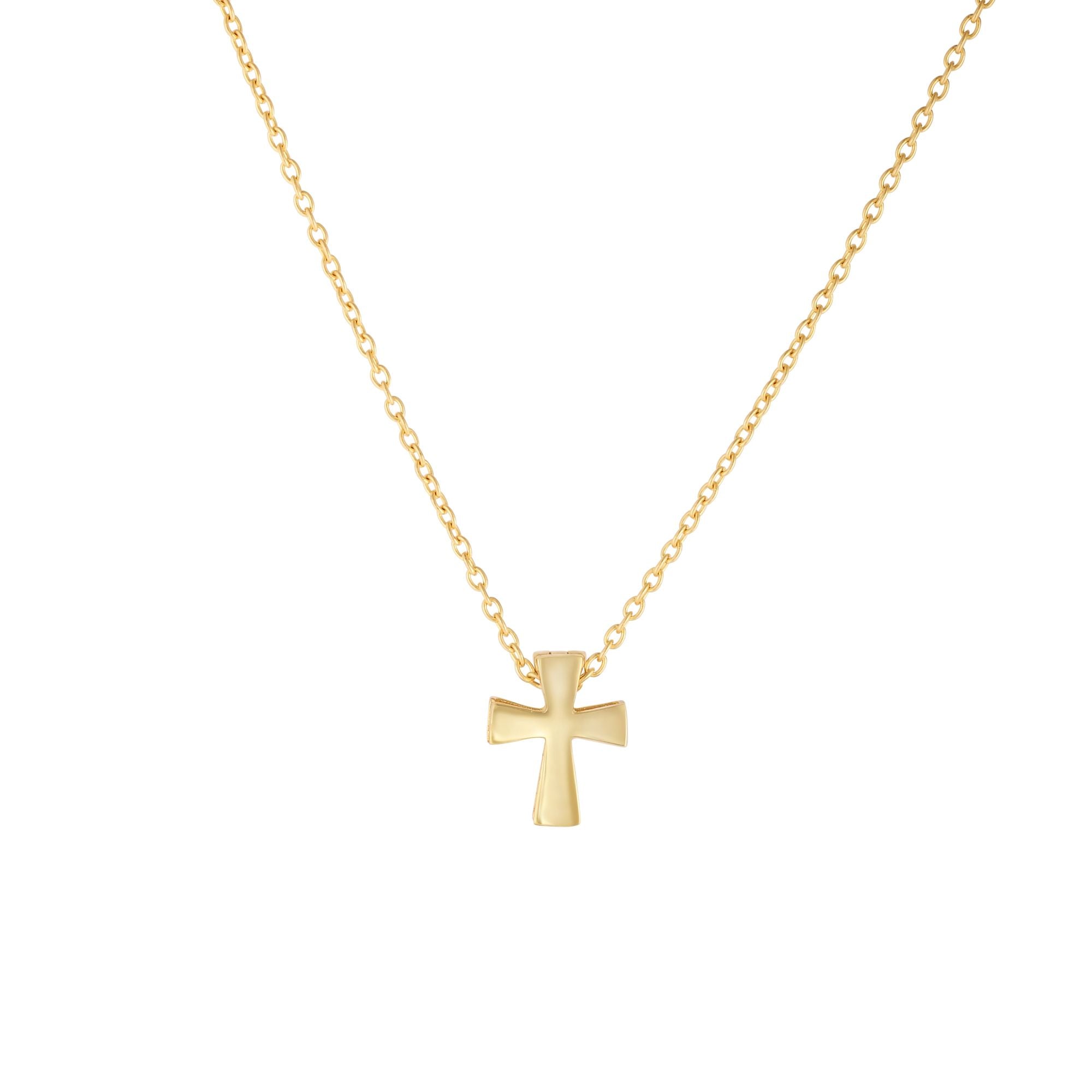 14K Yellow Gold 18" Polished Mini Cross Necklace