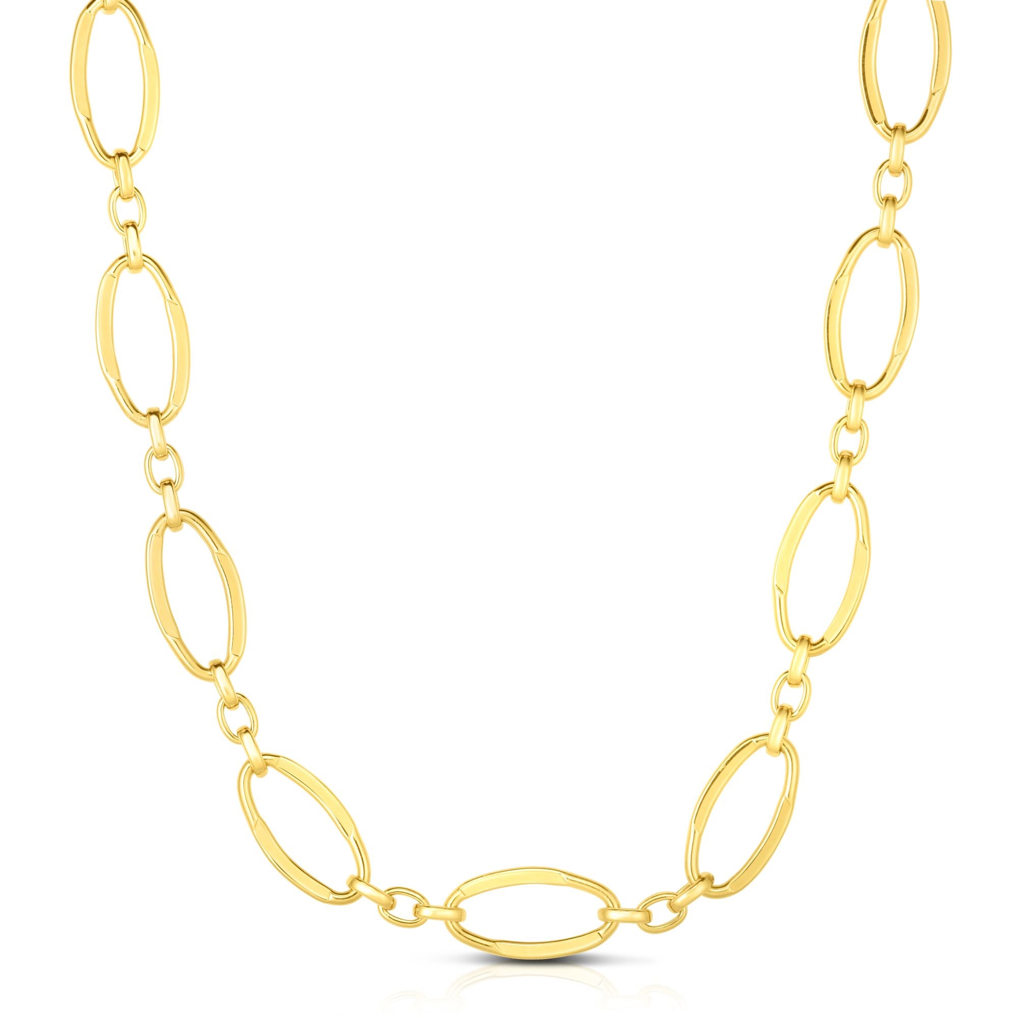 14K Yellow Gold 18" Polished Three Plus One Oval Link