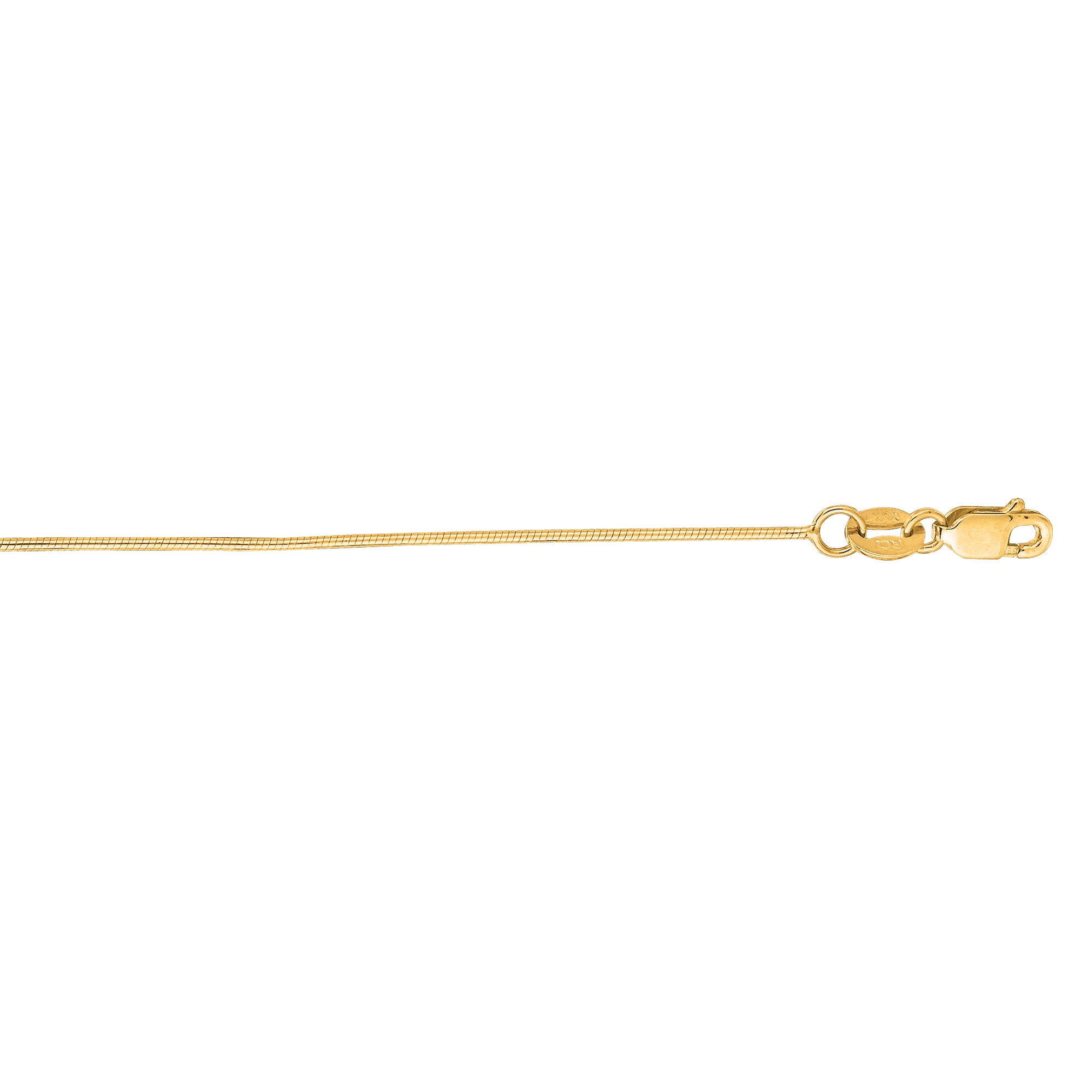 14K Yellow Gold 0.7mm Round Snake 20" Chain with Lobster Lock