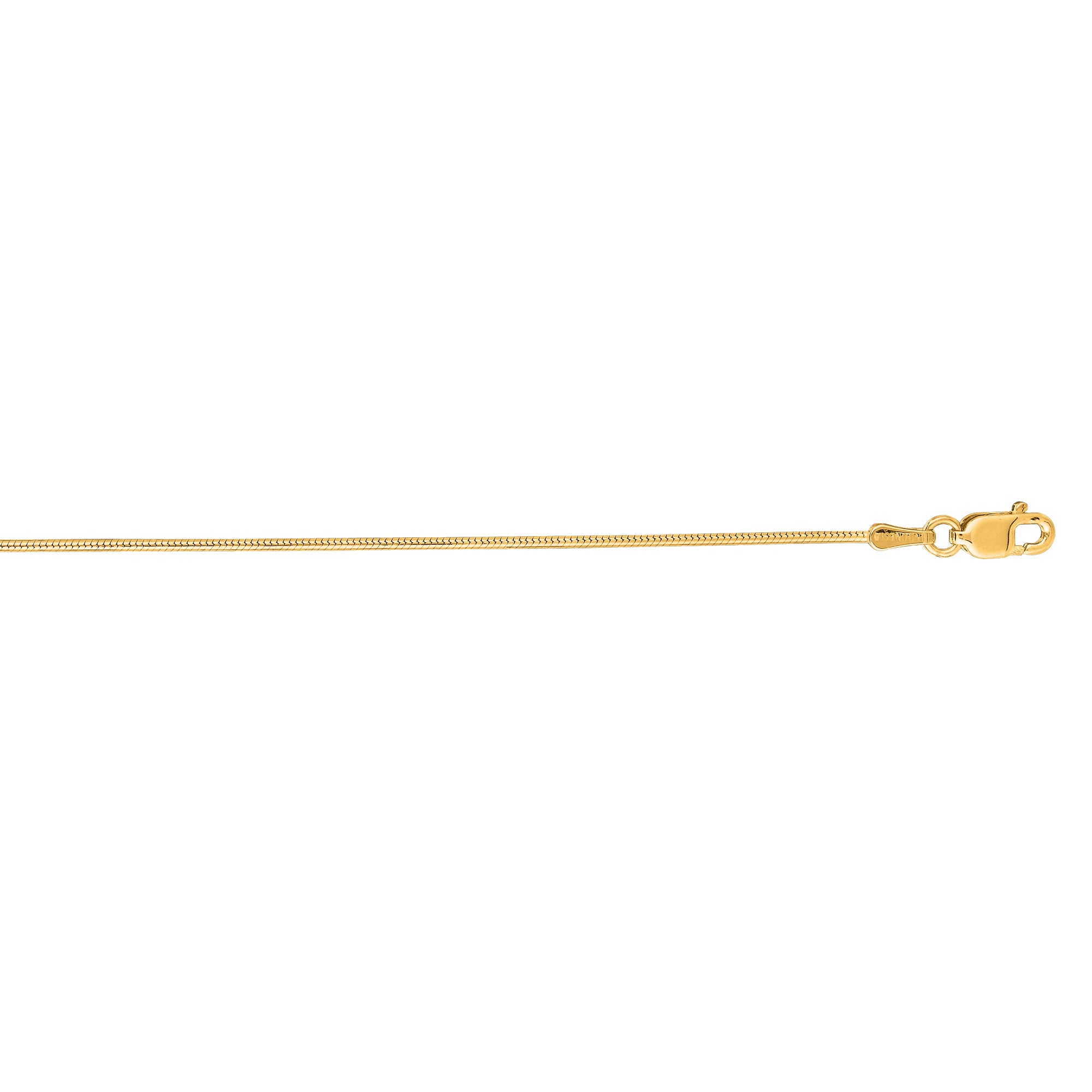 14K Yellow Gold 0.9mm Round Snake 24" Chain with Lobster Lock