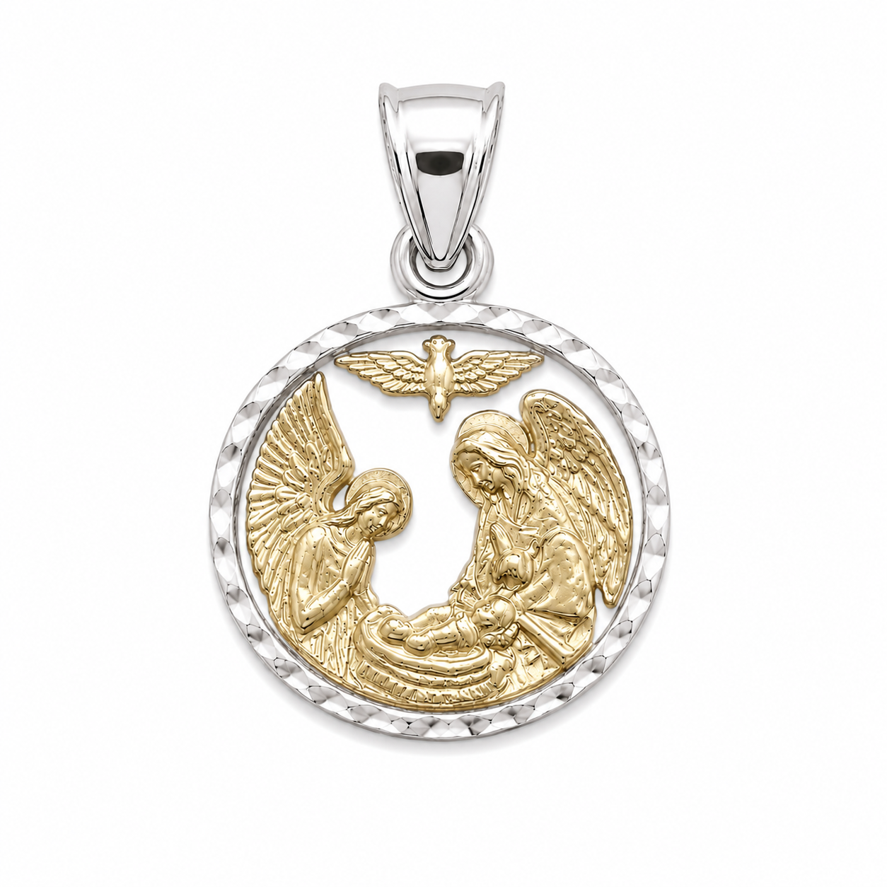 14KT Nativity Scene White Gold Pendant [A1B2]