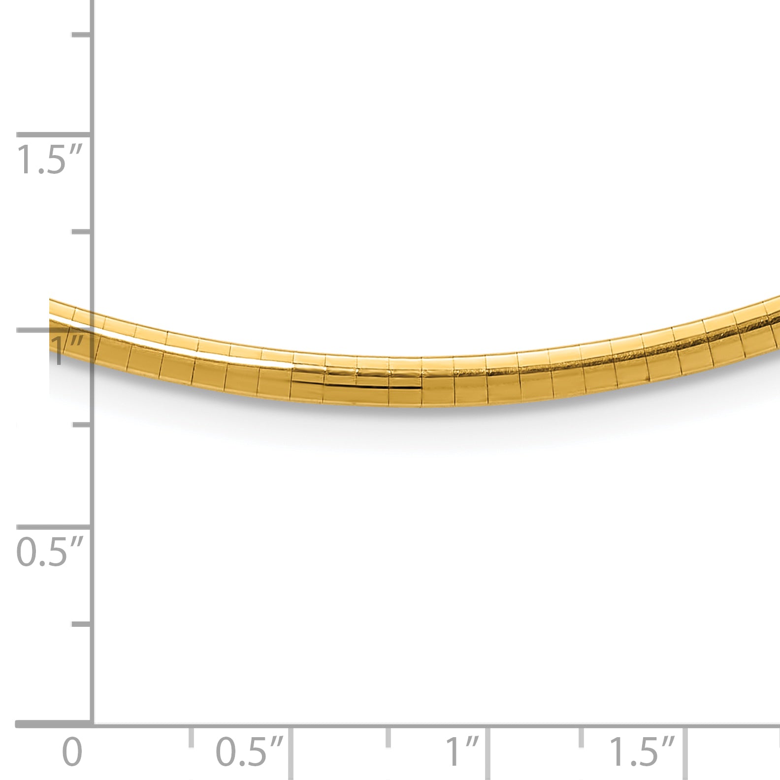 14k Polished 3mm Standard Weight 16 inch Domed Omega Necklace