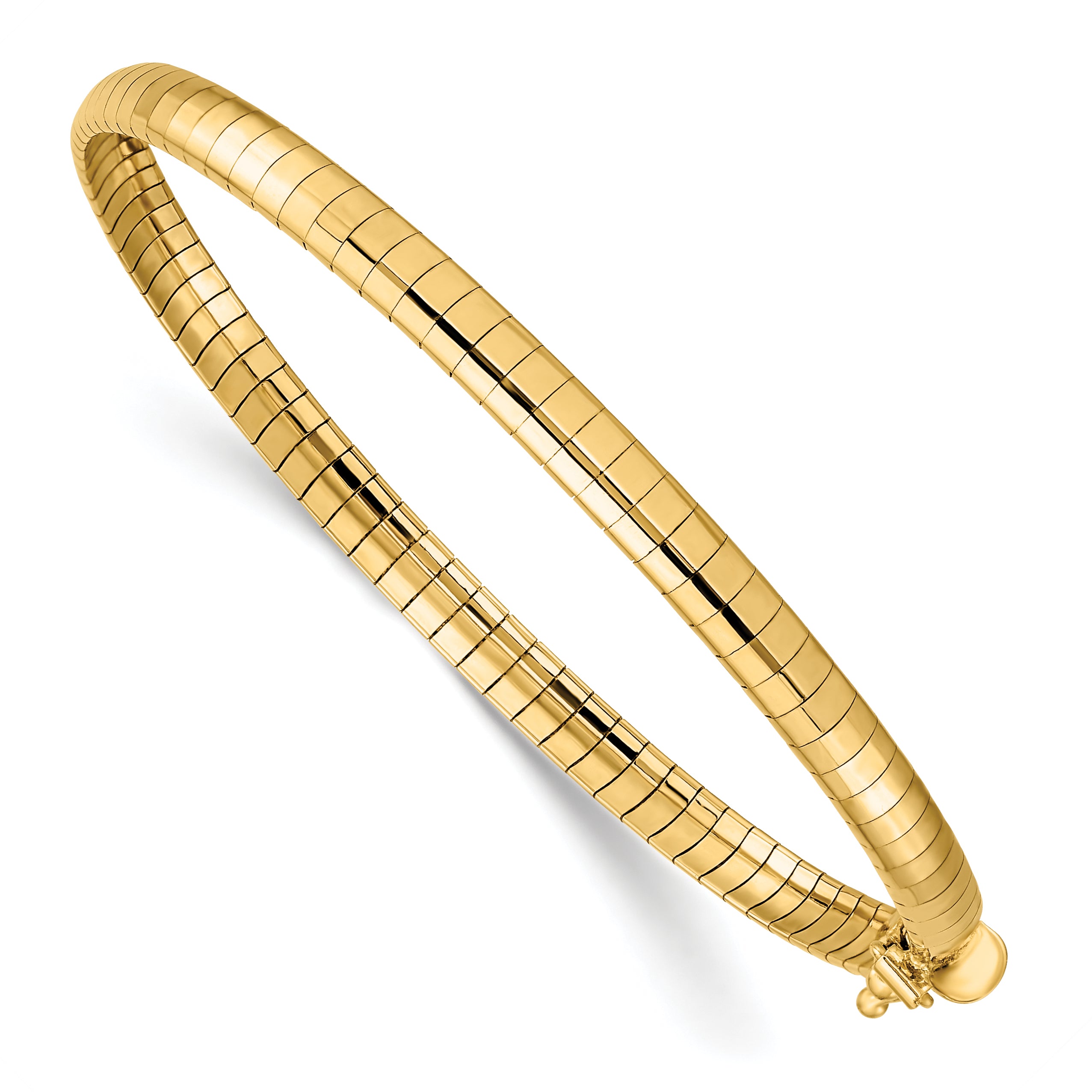 14k Polished 4mm 7 inch Domed Omega Bracelet