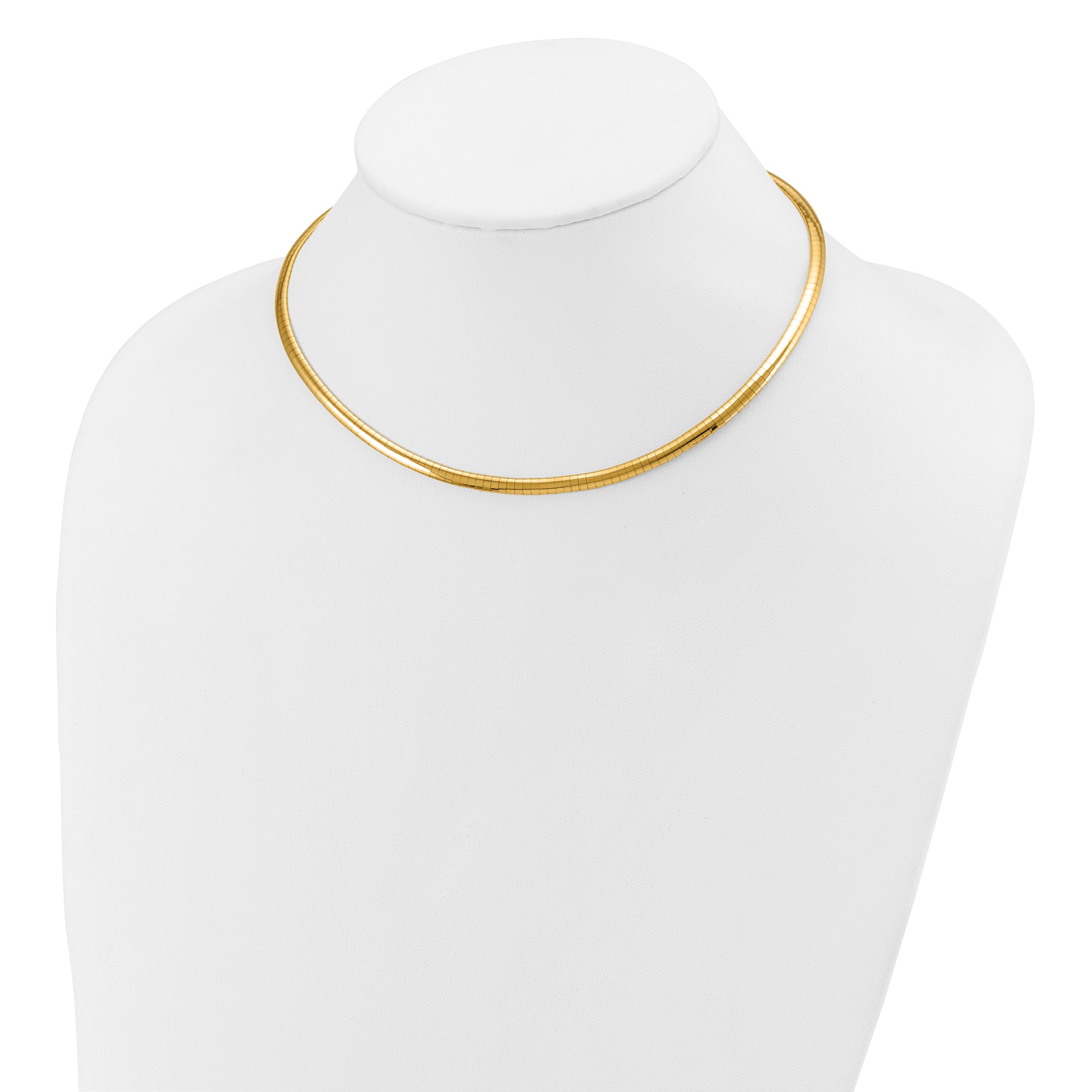 14k Polished 4mm Lightweight 16 inch Domed Omega Necklace
