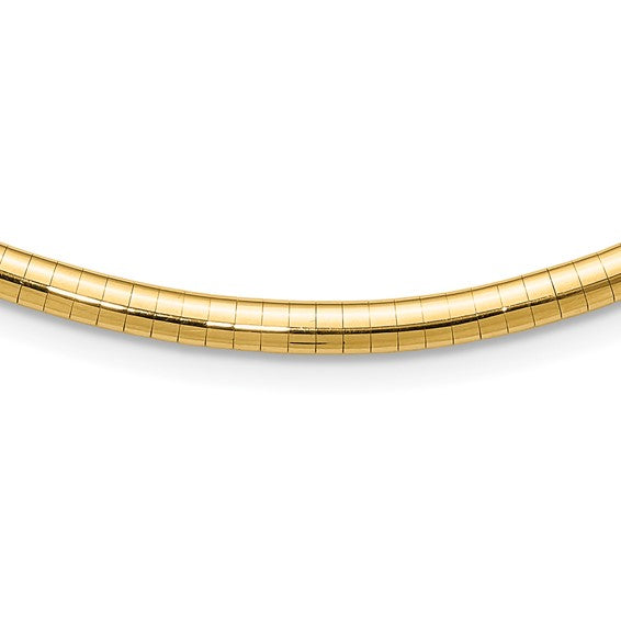 14k Polished 5.0mm Lightweight 16 inch Domed Omega Necklace FNY