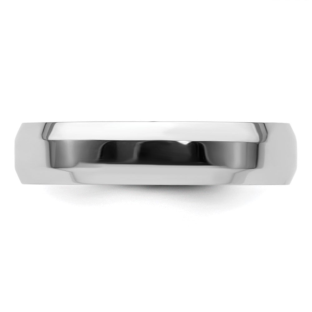 Platinum 5mm Polished Beveled Edge Wedding Band Size 7.5