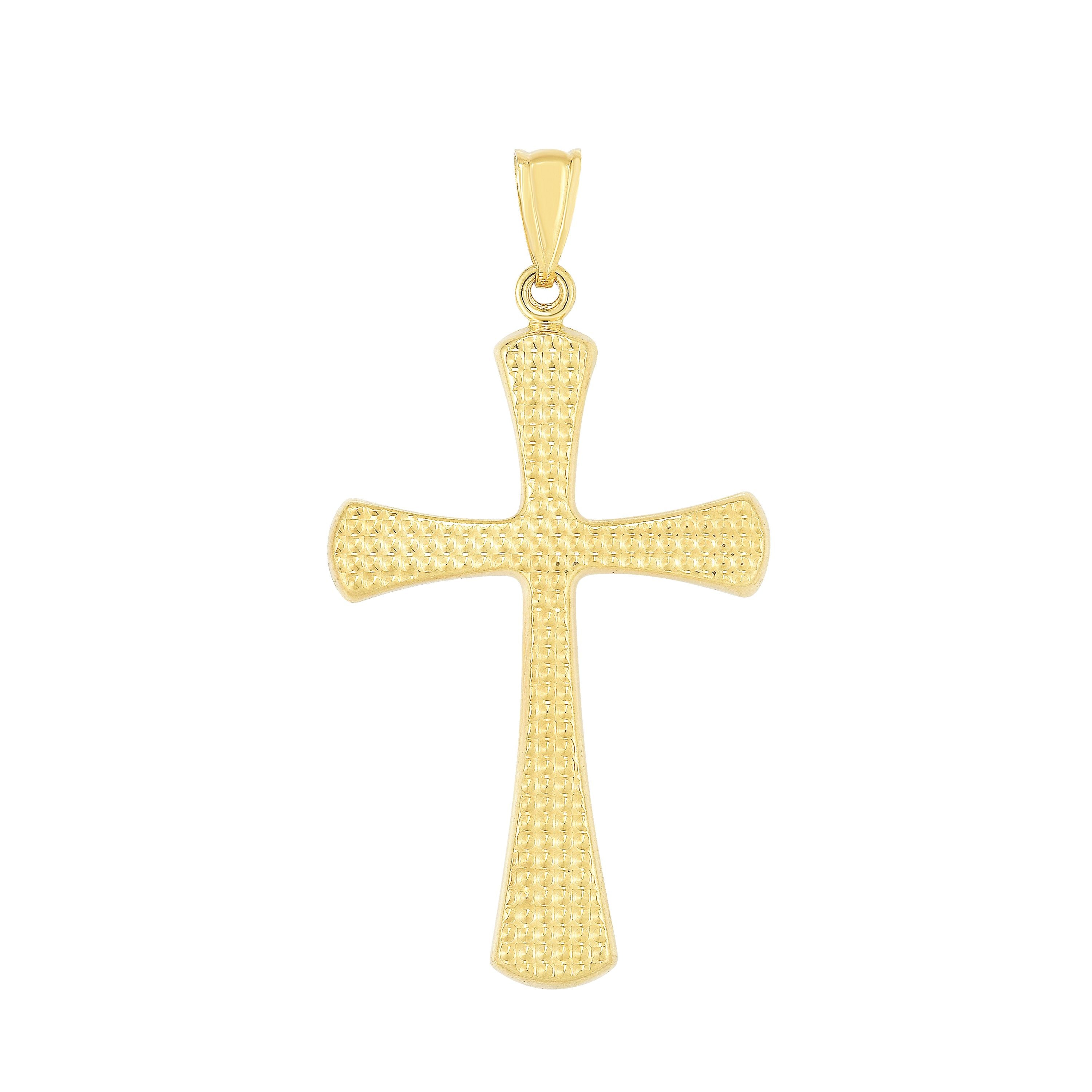 14K Yellow Gold Large Diamond Cut Cross