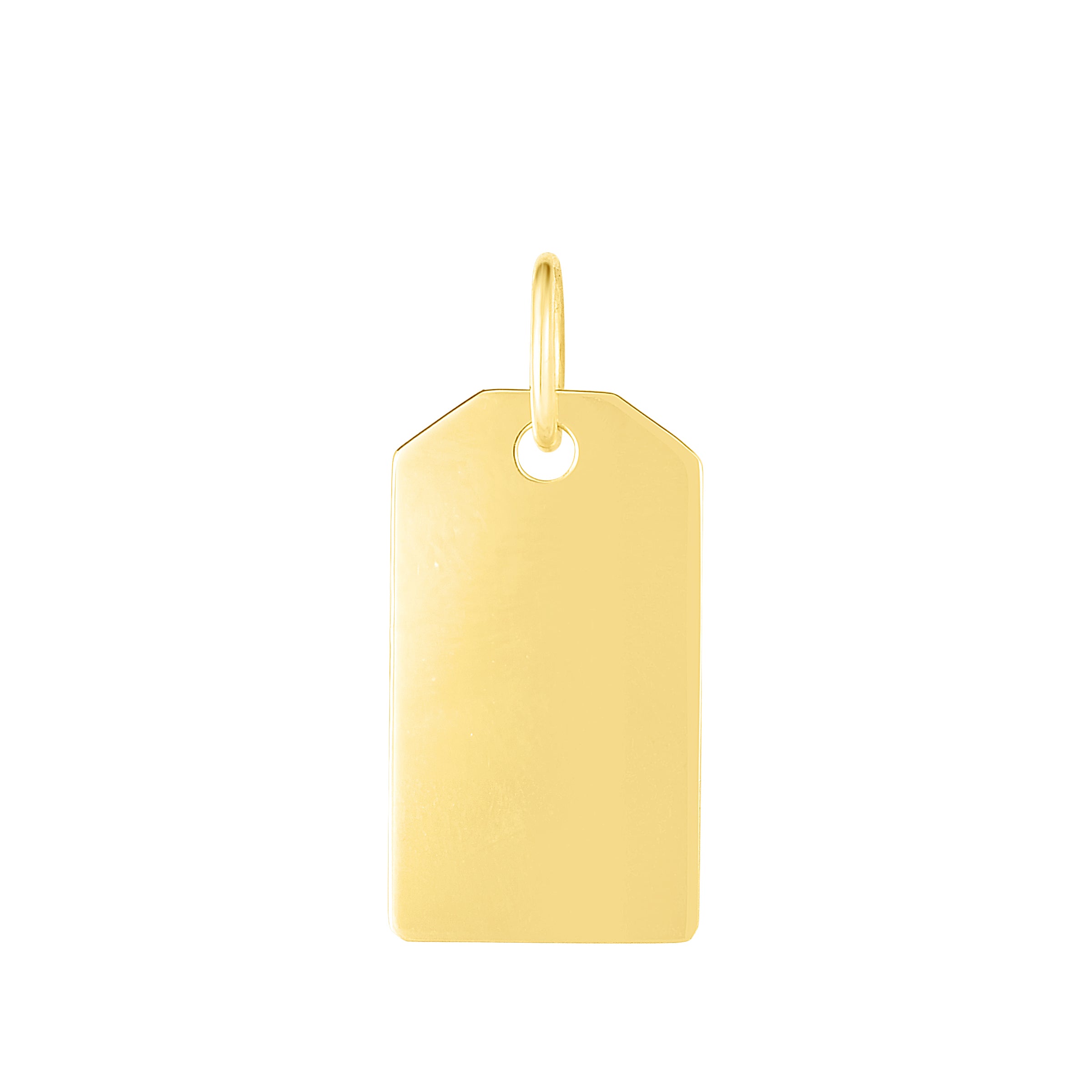 14K Yellow Gold Polished Dog Tag Pendant