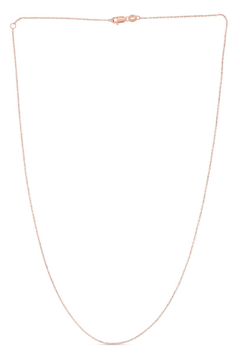 14K Rose Gold 1.1mm Extendable Diamond Cut Cable 18" Chain (Jump Ring at 16 inch) with Lobster Lock