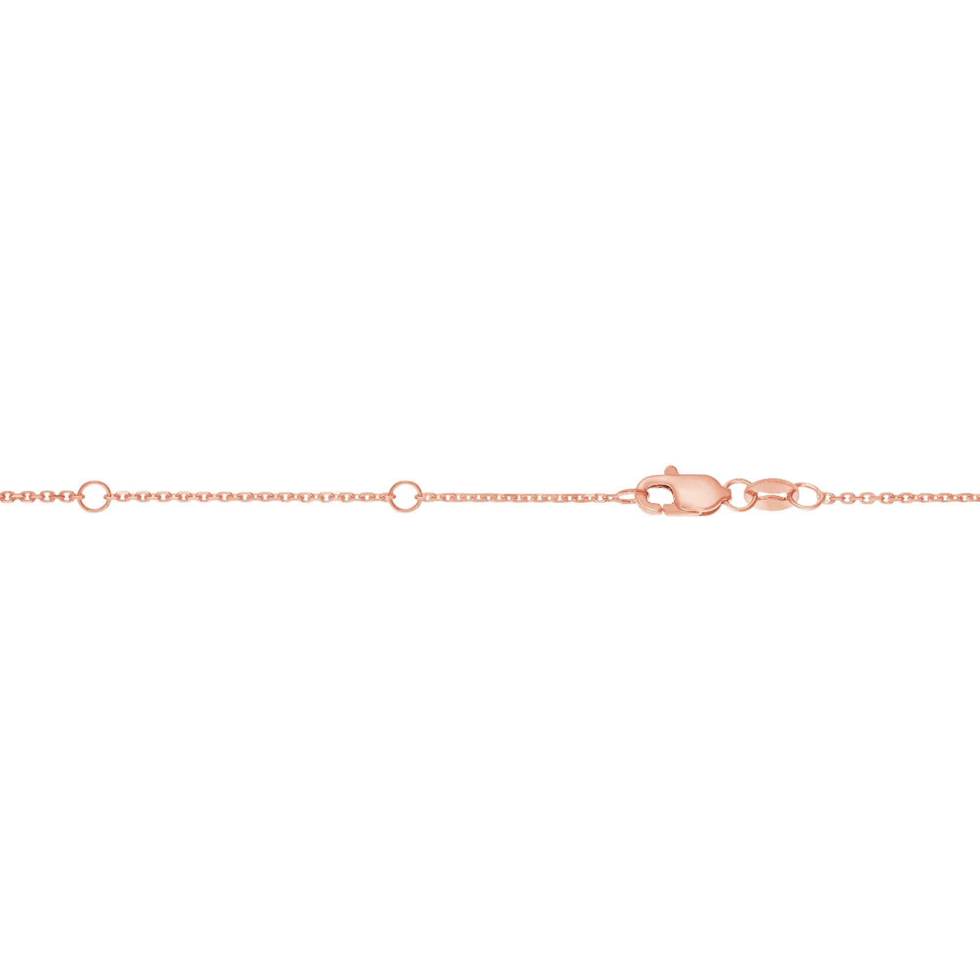 14K Rose Gold 0.87mm Double Extendable Diamond Cut Cable 18" Chain with Lobster Lock. Jump Ring at 16 and 17 inch.