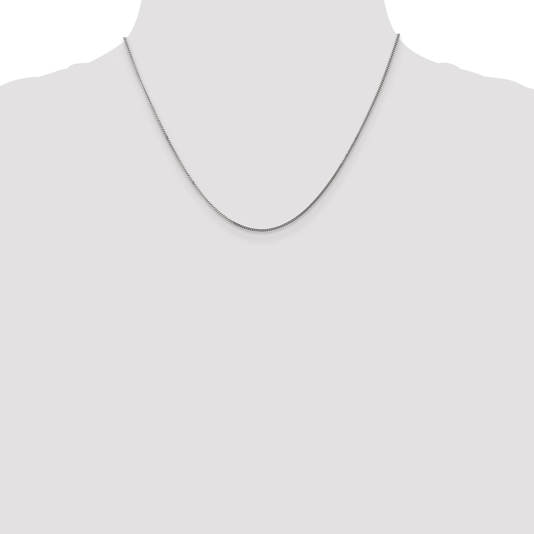 14K White Gold 18 inch 1.4mm Curb  with Spring Ring Clasp Pendant Chain