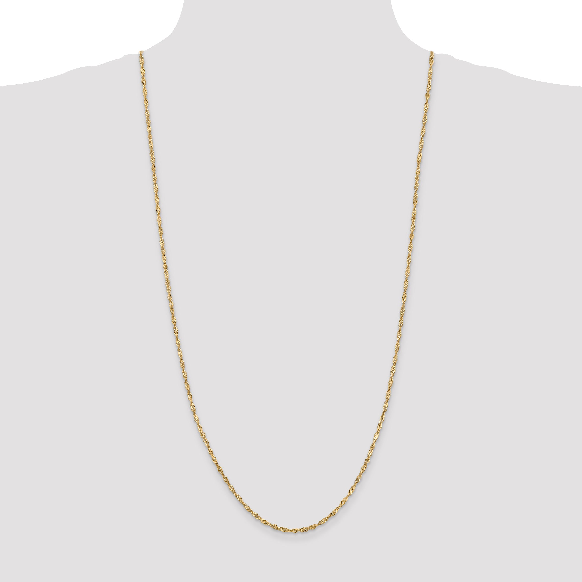 14K 30 Inch 2Mm Singapore With Lobster Clasp Chain