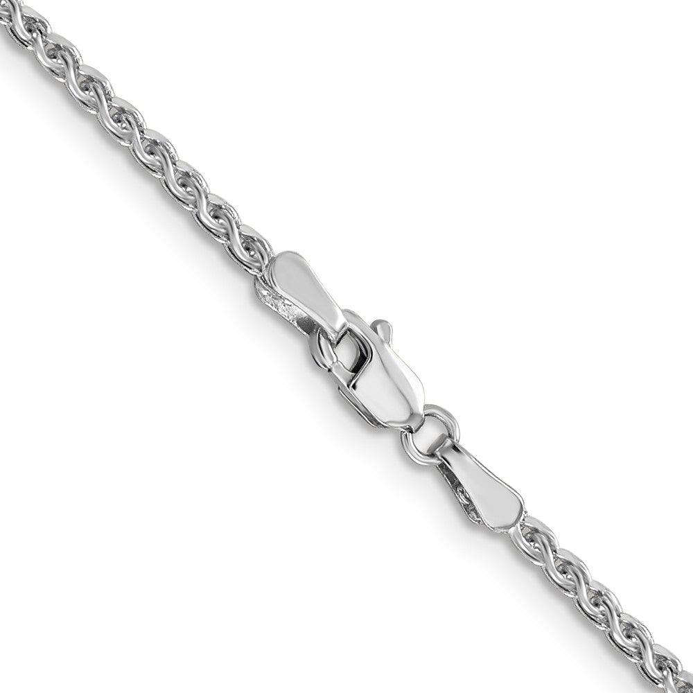 14K White Gold 22 inch 2.1mm Diamond-cut Spiga with Lobster Clasp Chain