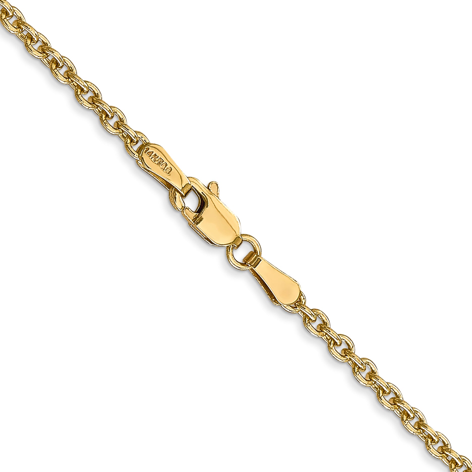 14K 20 Inch 2.2Mm Forzantine Cable With Lobster Clasp Chain