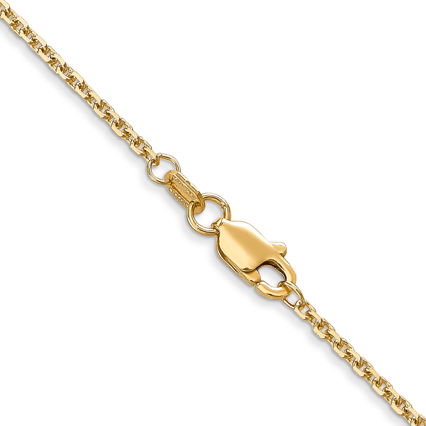 14K 18 Inch 1.45Mm Solid Diamond-Cut Cable With Lobster Clasp Chain