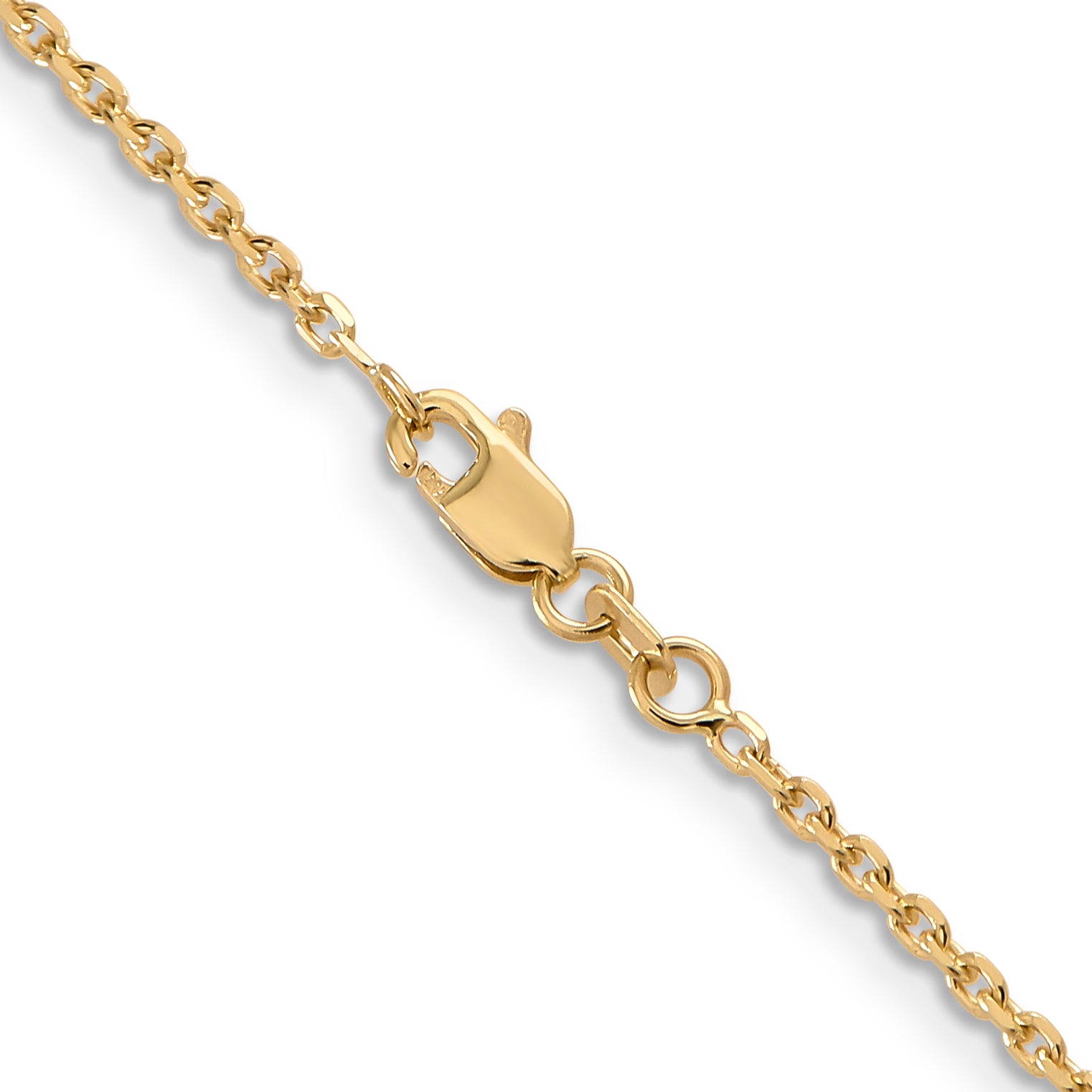 14K 18 Inch 1.65Mm Solid Diamond-Cut Cable With Lobster Clasp Chain
