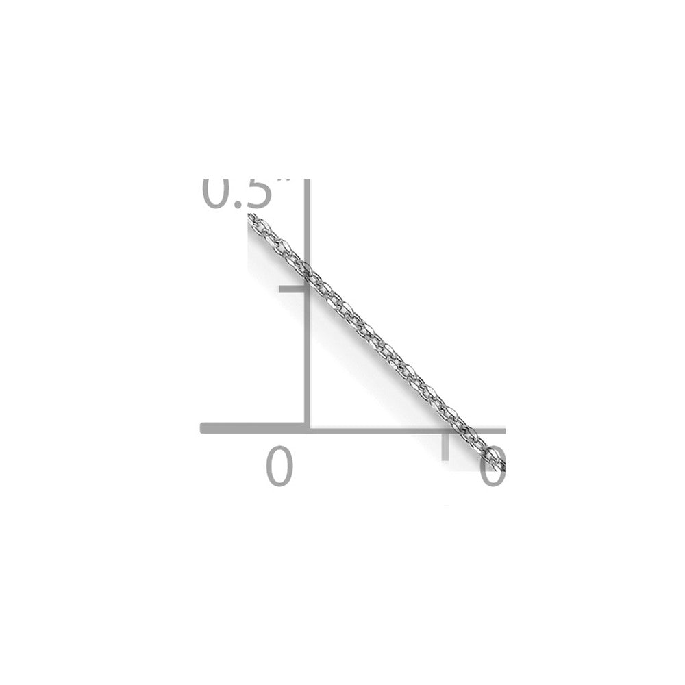 14K White Gold 14 inch .6mm Diamond-cut Round Open Link Cable with Spring Ring Clasp Chain