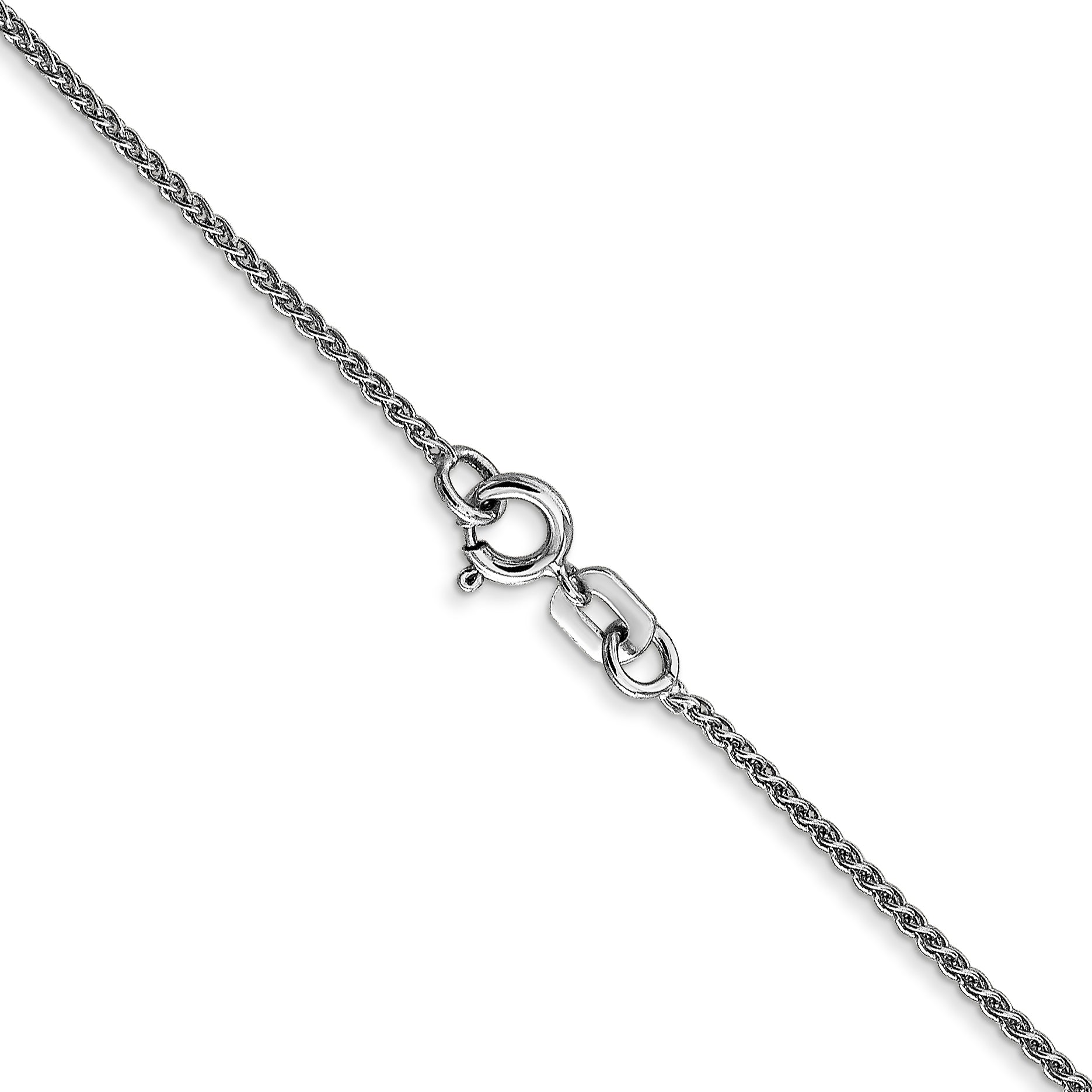 14K White Gold 18 inch 1.05mm Spiga with Spring Ring Clasp Chain