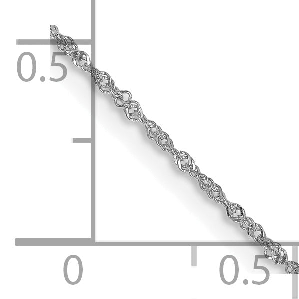 14K White Gold 20 Inch 1Mm Singapore With Spring Ring Clasp Chain